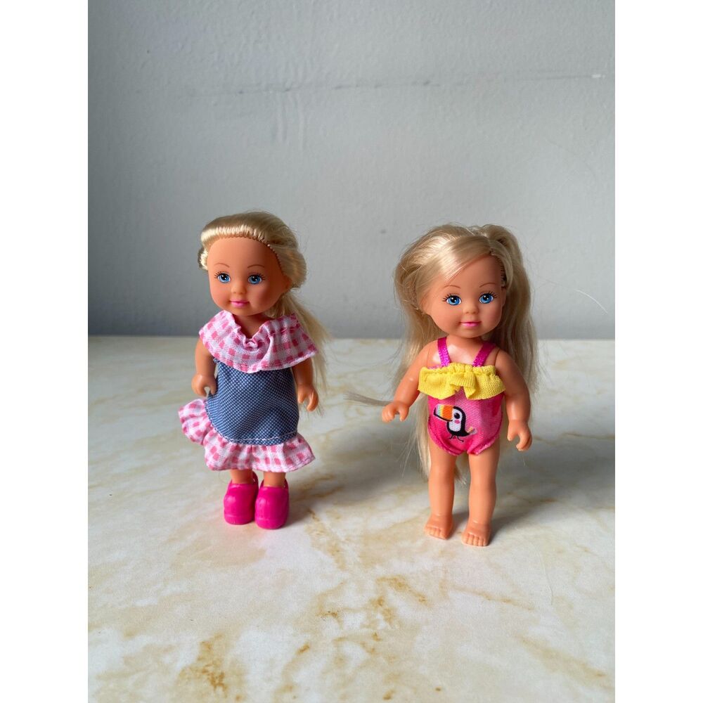 Vintage 2 Blond Kelly Simba Dolls Toddler Little Sister Toy Play Creative